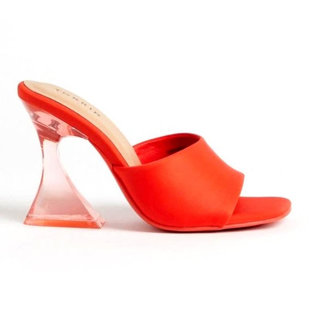 torrid Orange Clear Heel Slide Sandals